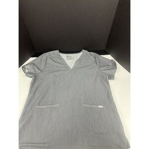 FIGS Scrub Top Women 2XL Gray Technical Collection Pockets Surgical VNeck FW1100